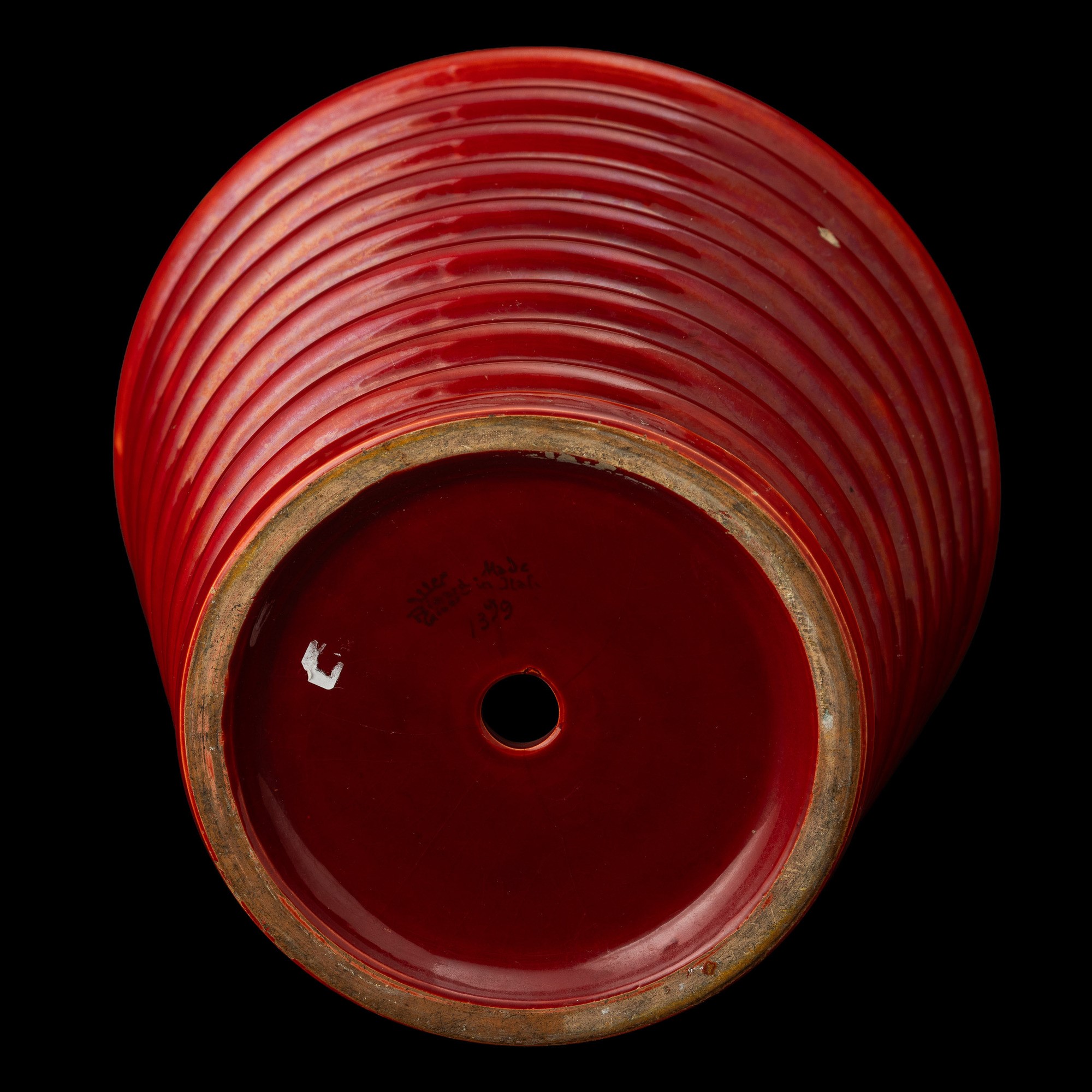 Gio Ponti - Vaso troncoconico in terracotta con smalto Gran Rosso, Doccia (Sesto Fiorentino), 193...