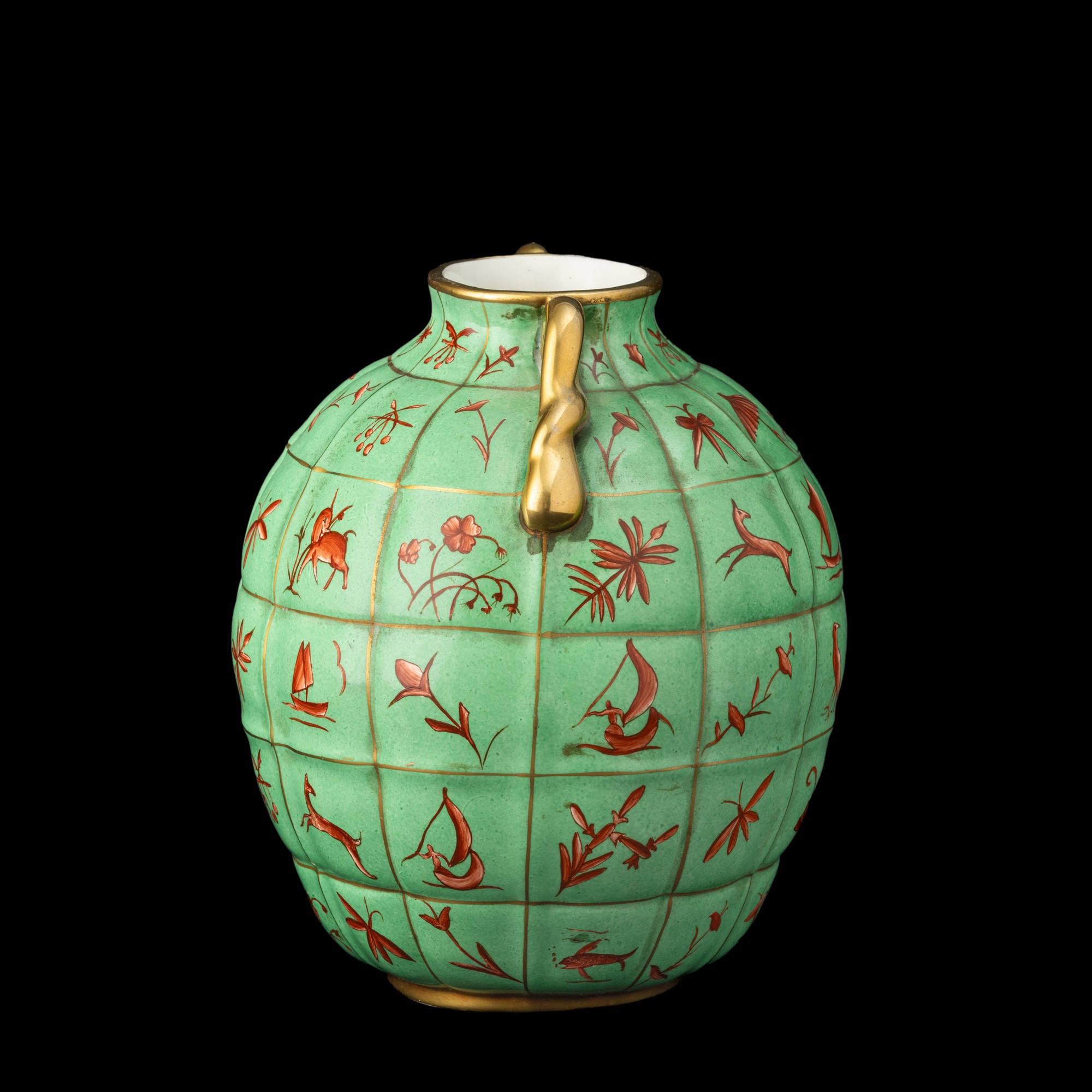Gio Ponti - Vaso San Cristoforo (Milano, 1935 ca), terraglia a colaggio con decoro monocromo