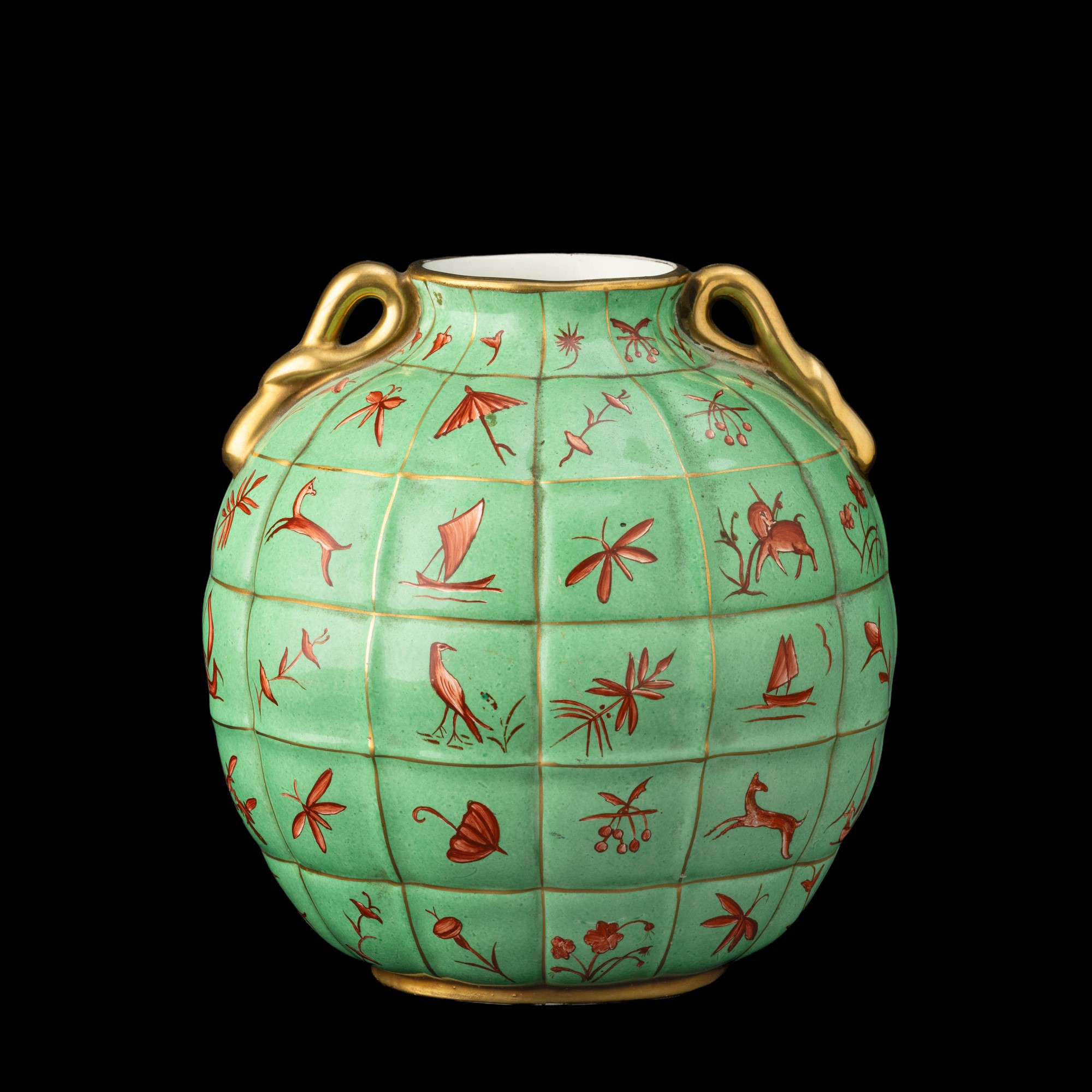 Gio Ponti - Vaso San Cristoforo (Milano, 1935 ca), terraglia a colaggio con decoro monocromo