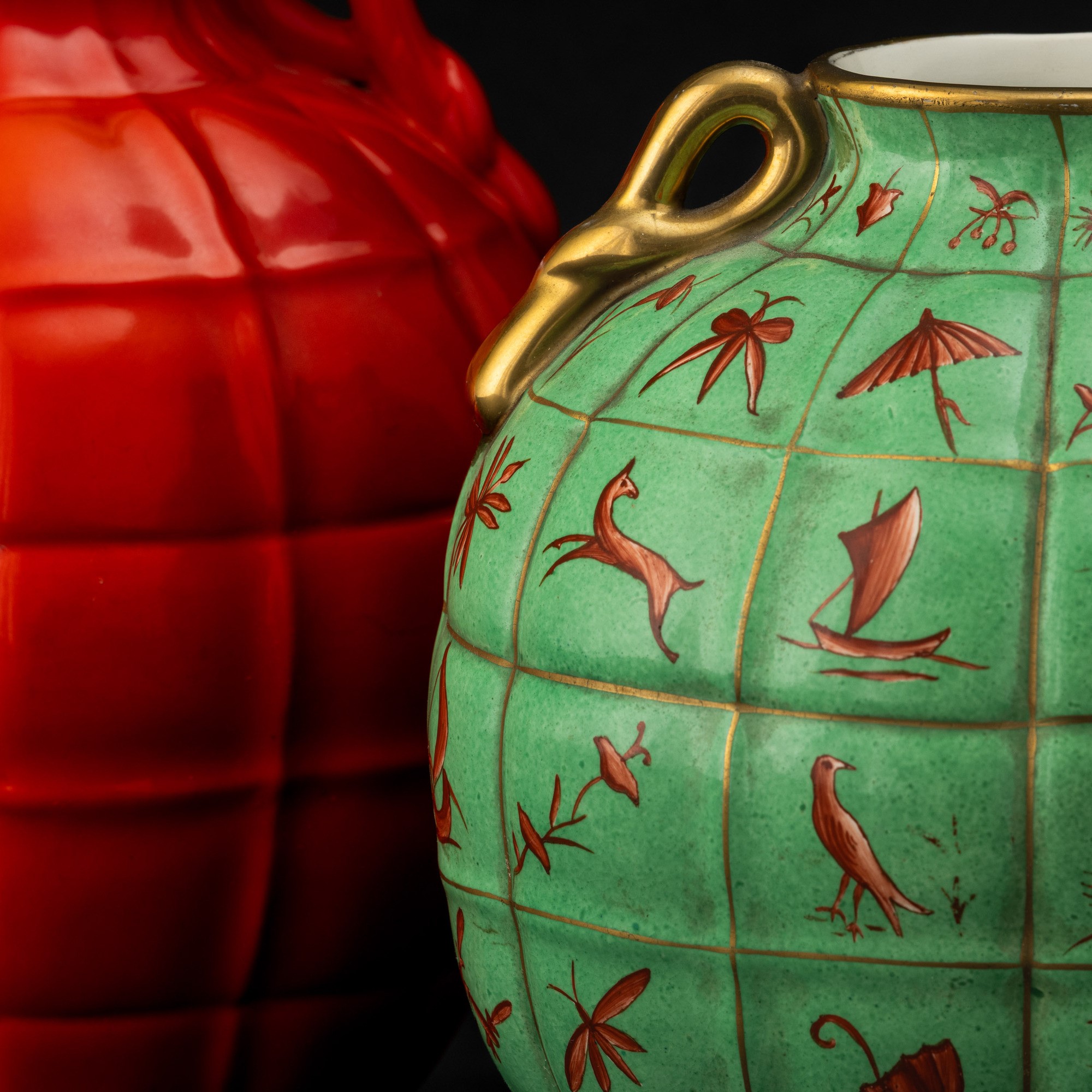 Gio Ponti - Vaso San Cristoforo (Milano, 1935 ca), terraglia a colaggio con decoro monocromo