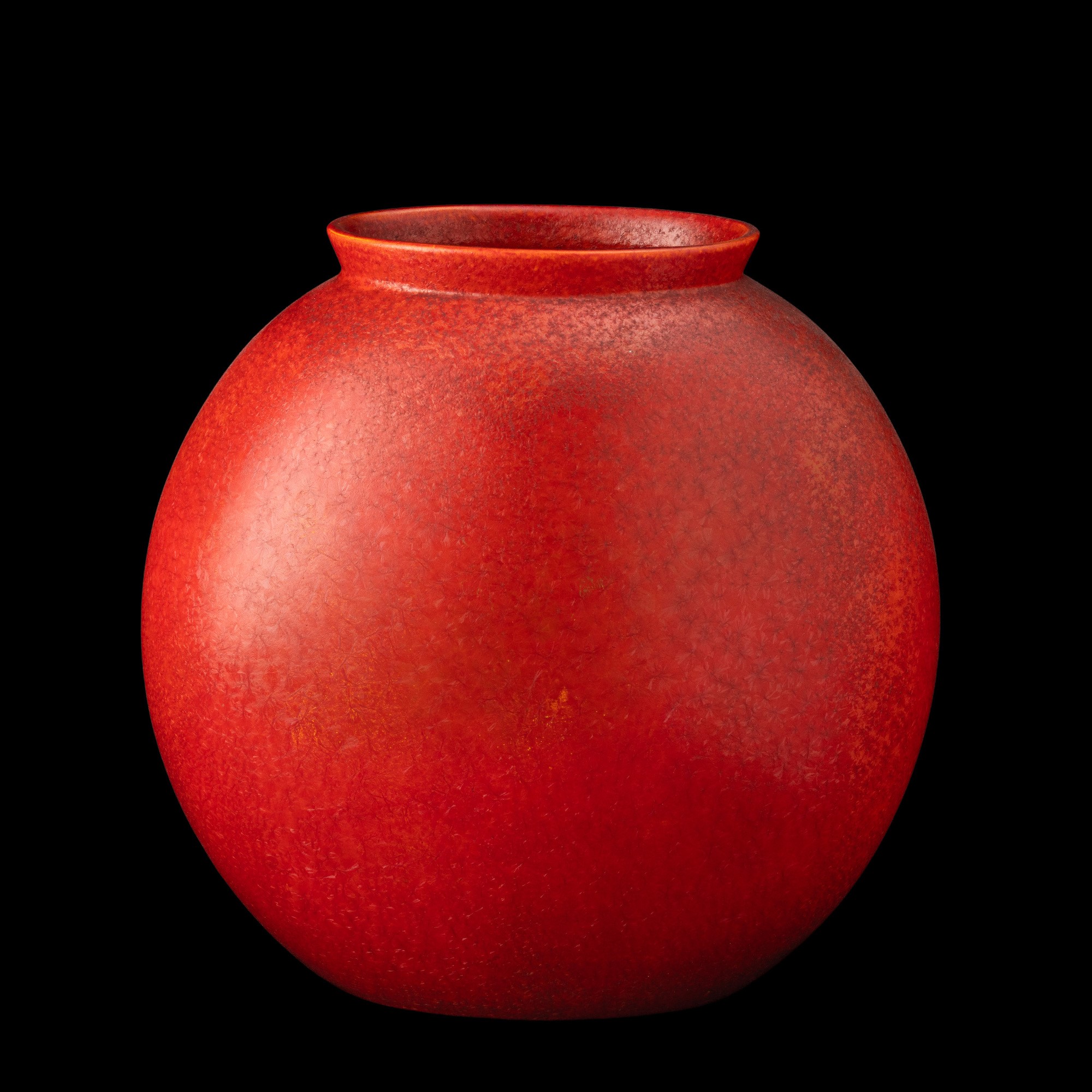 Guido Andloviz - S.C.I., Laveno 1938. Grande vaso a lente in terraglia a colaggio con decoro a sm...