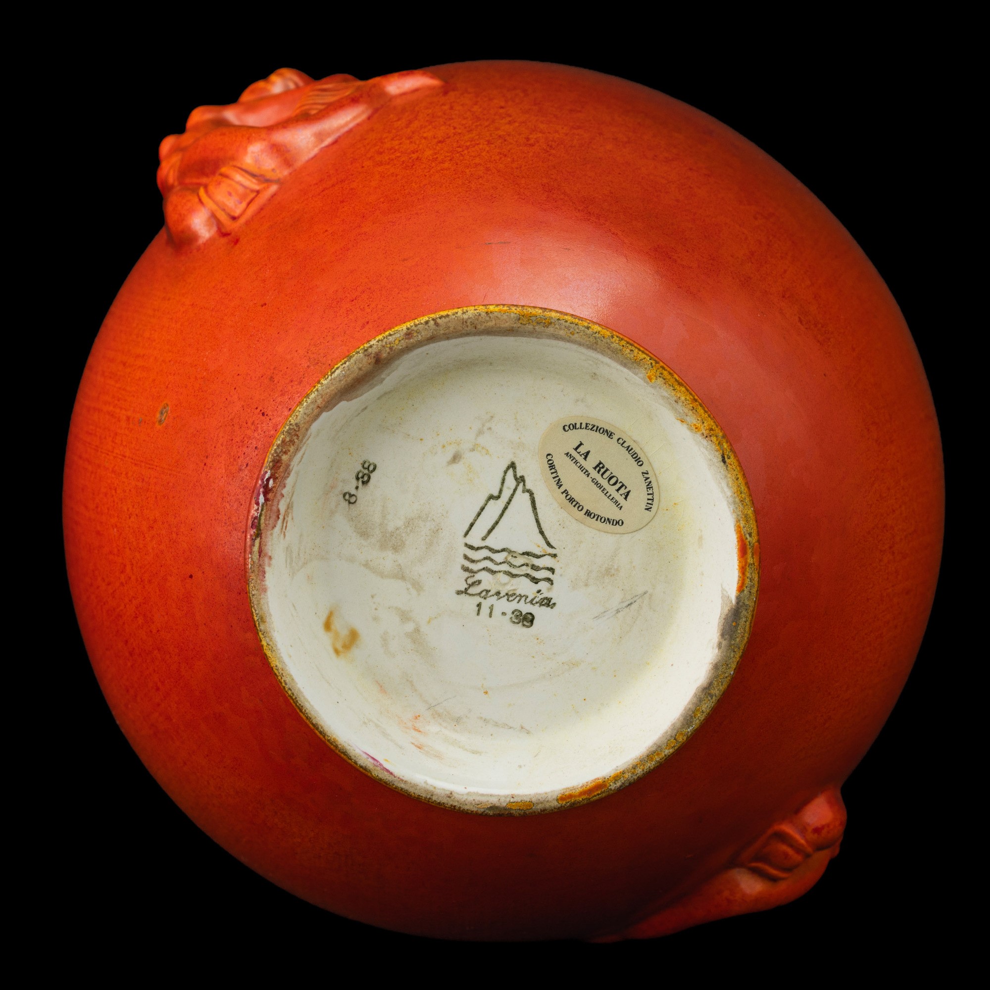 Angelo Biancini - Vaso a uovo con figura danzante in terraglia a colaggio, Laveno (1938 ca.)