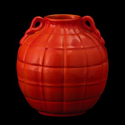 Vaso San Cristoforo (Milano), terraglia a colaggio a smalto arancione