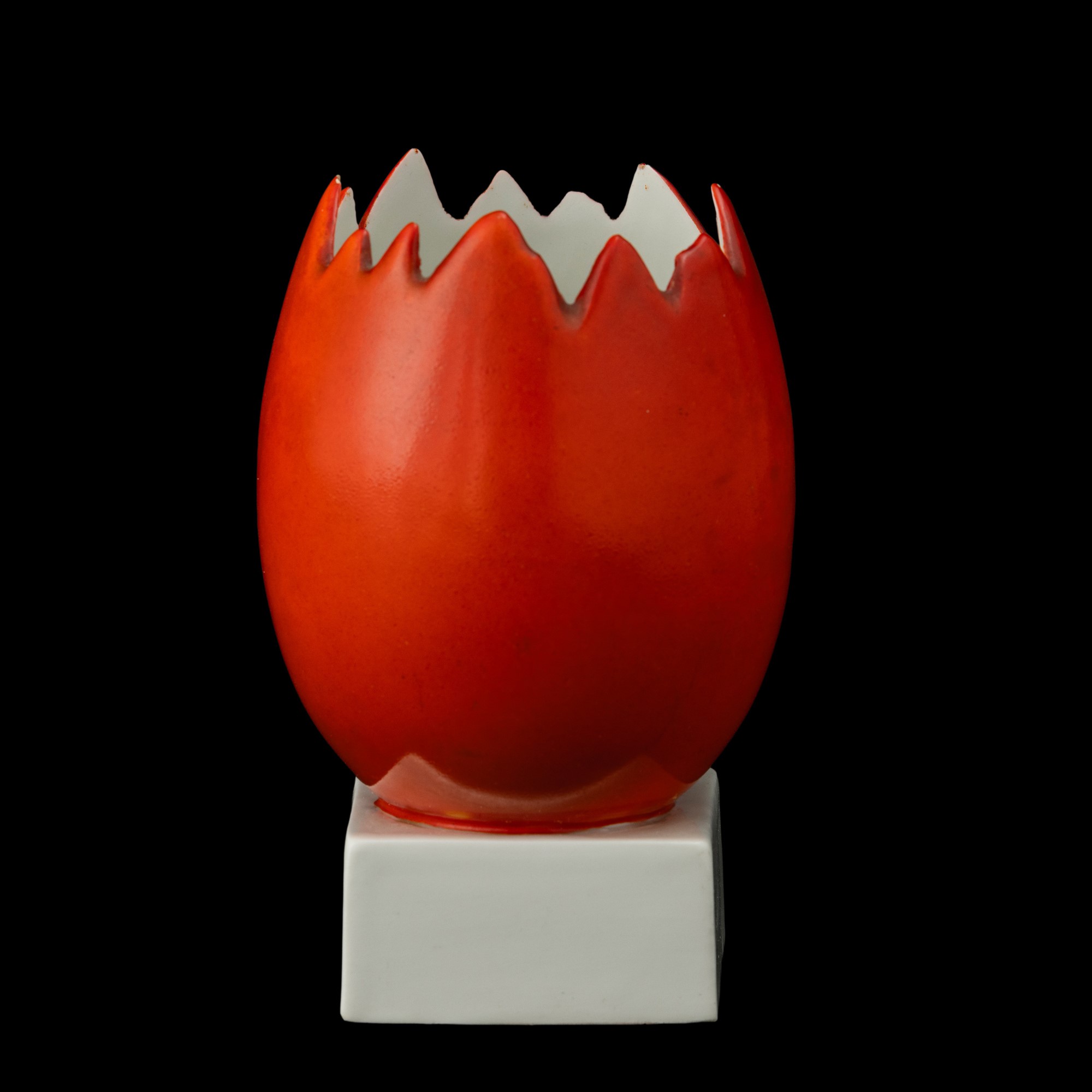 Gio Ponti - Vaso in porcellana con decorazione a smalto arancione (Doccia)