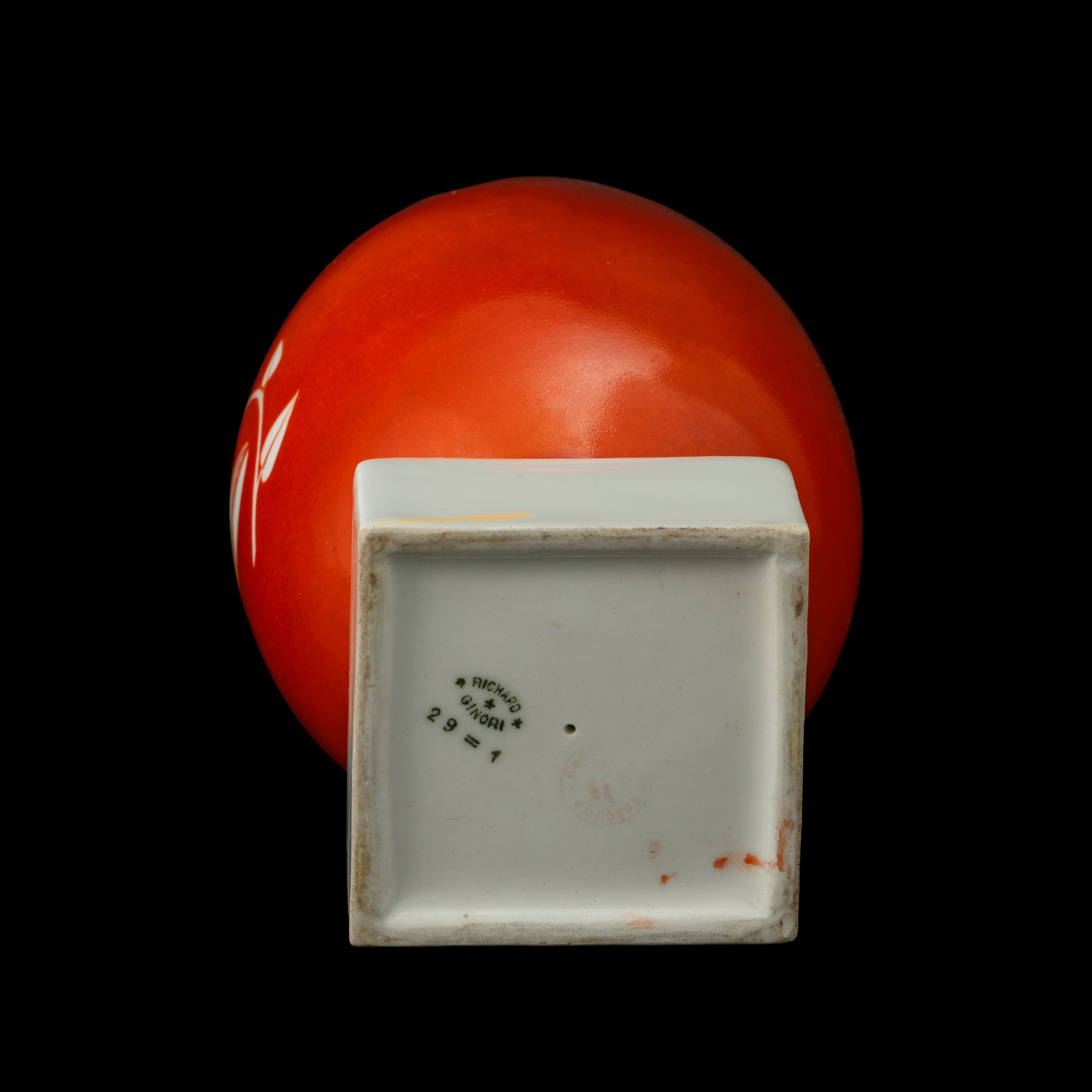 Gio Ponti - Vaso in porcellana con decorazione a smalto arancione (Doccia)