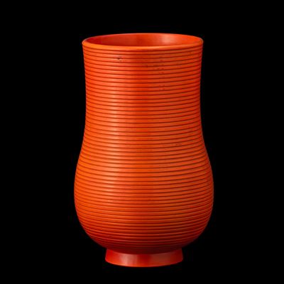 Vaso a balaustro San Cristoforo (Milano), terraglia con smalto arancione