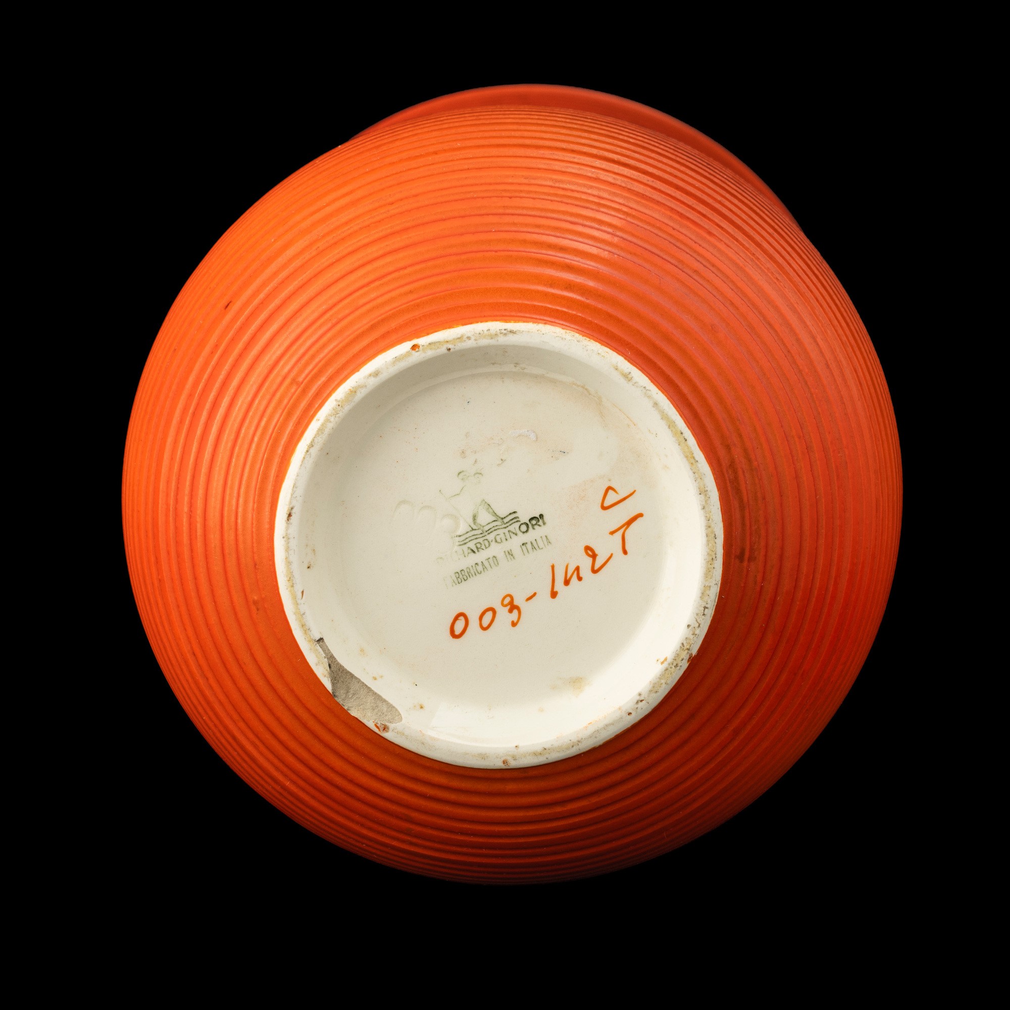 Gio Ponti - Vaso a balaustro San Cristoforo (Milano), terraglia con smalto arancione