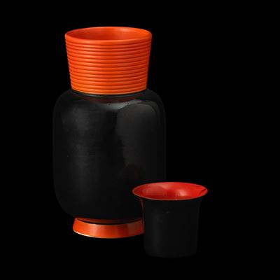 Vaso e vasetto “San Cristoforo”, terraglia smaltata, Milano, ca. 1930