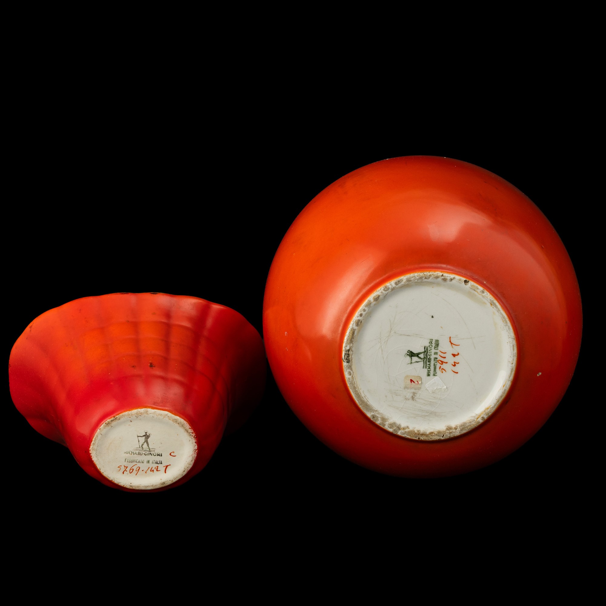 Giovanni Gariboldi - San Cristoforo, Milano, vasi in terraglia a smalto arancione, 1935 circa