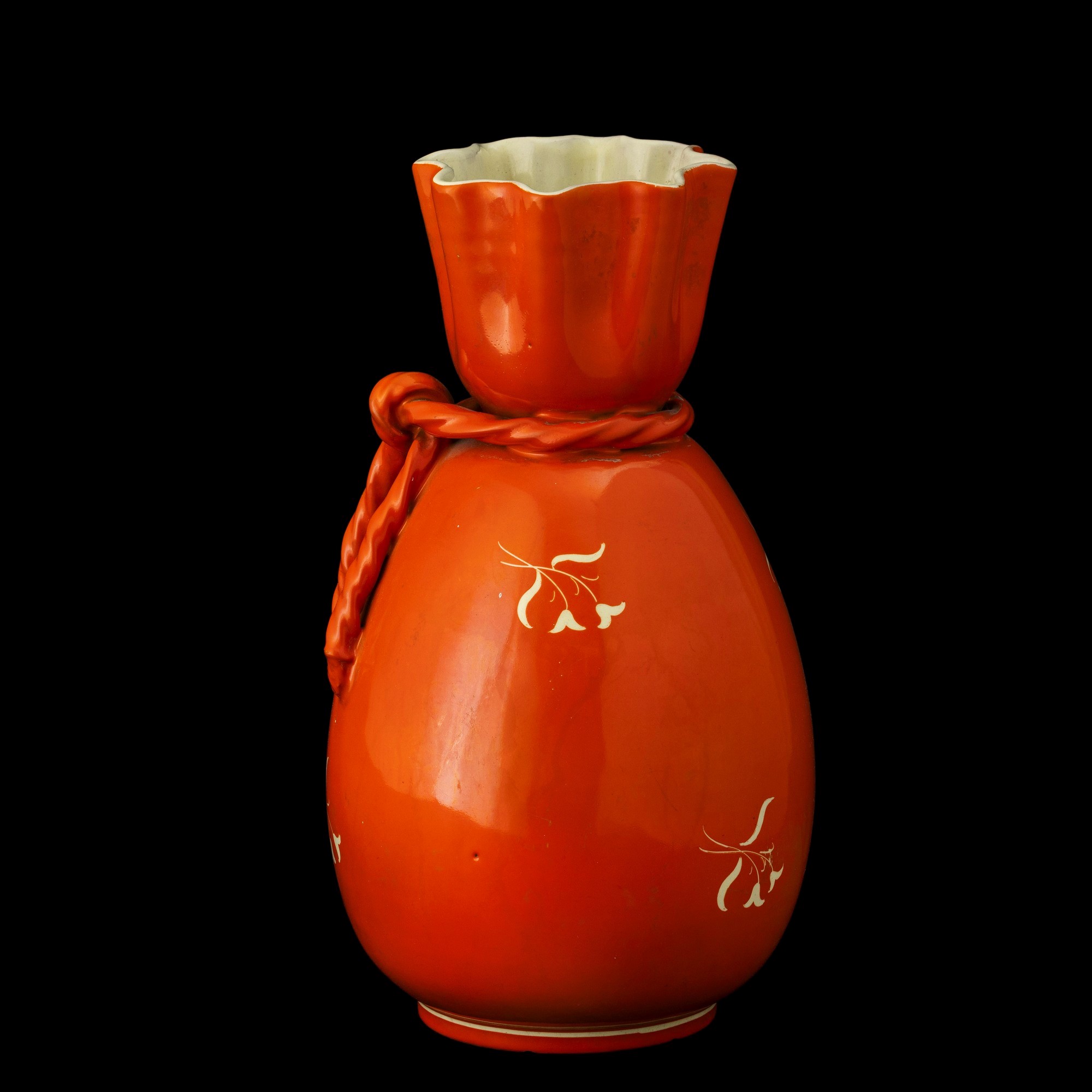 Rometti (?), Vaso a uovo con fiocco e bocca polilobata, ceramica smaltata (Umbertide, 1940 ca.)