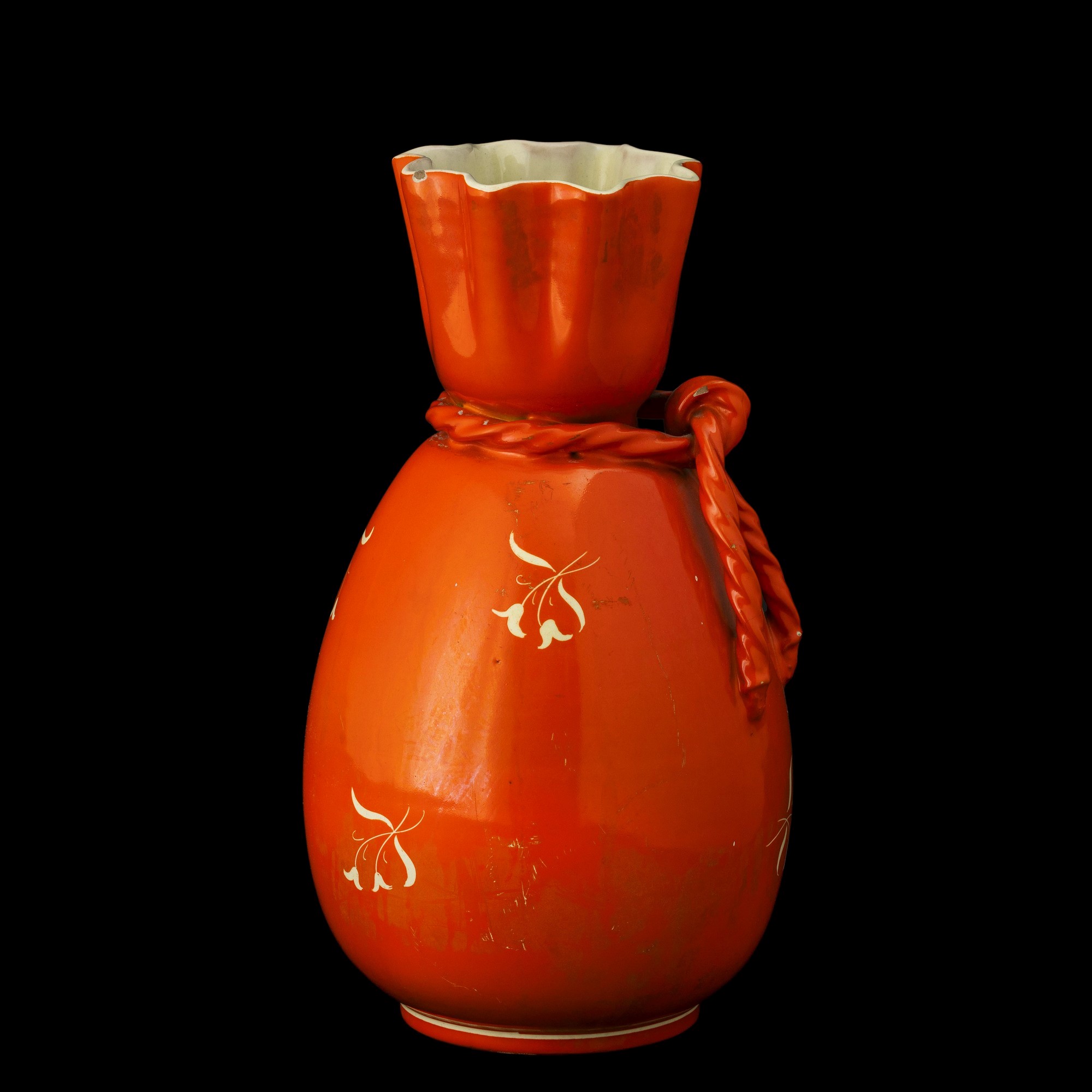 Rometti (?), Vaso a uovo con fiocco e bocca polilobata, ceramica smaltata (Umbertide, 1940 ca.)