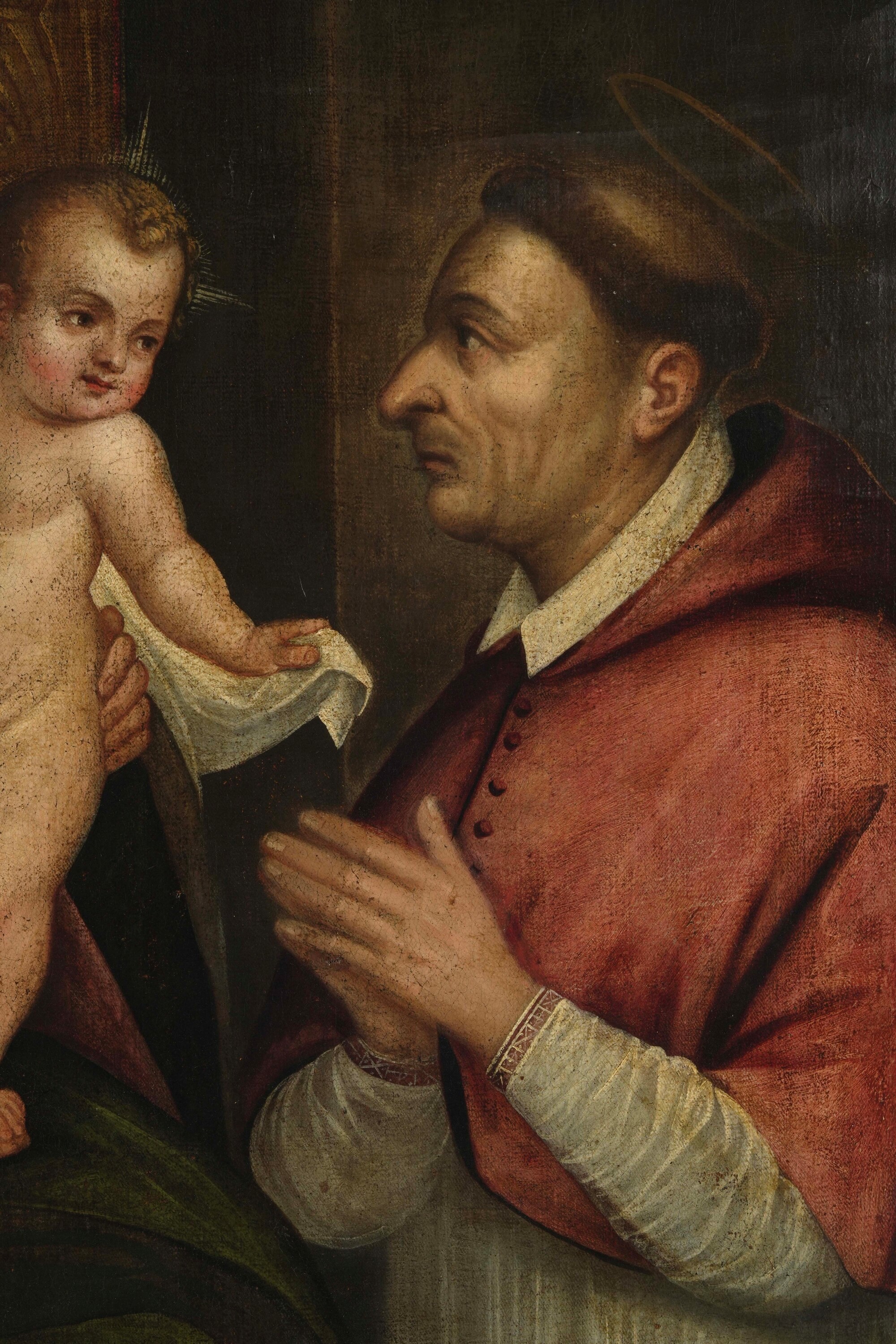 Scuola lombarda del XVII secolo, Sacra conversazione con la Vergine, il Bambino, San Francesco e ...