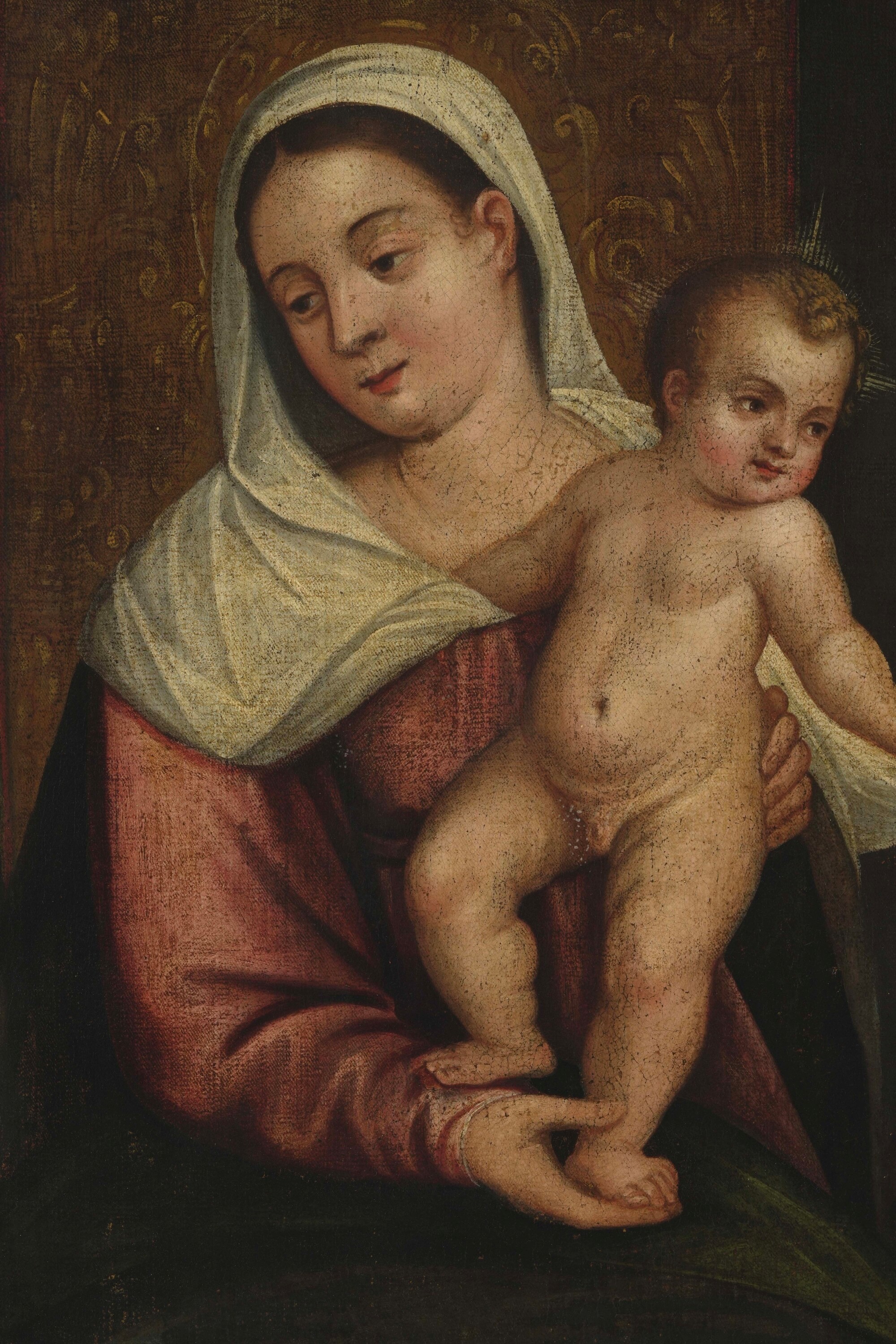 Scuola lombarda del XVII secolo, Sacra conversazione con la Vergine, il Bambino, San Francesco e ...