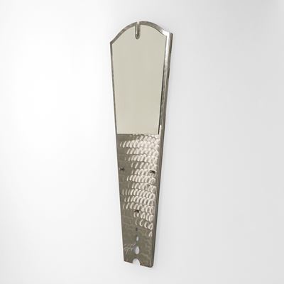 Specchiera, struttura e cornice in metallo con cristallo specchiato (produzione italiana, ca. 200...