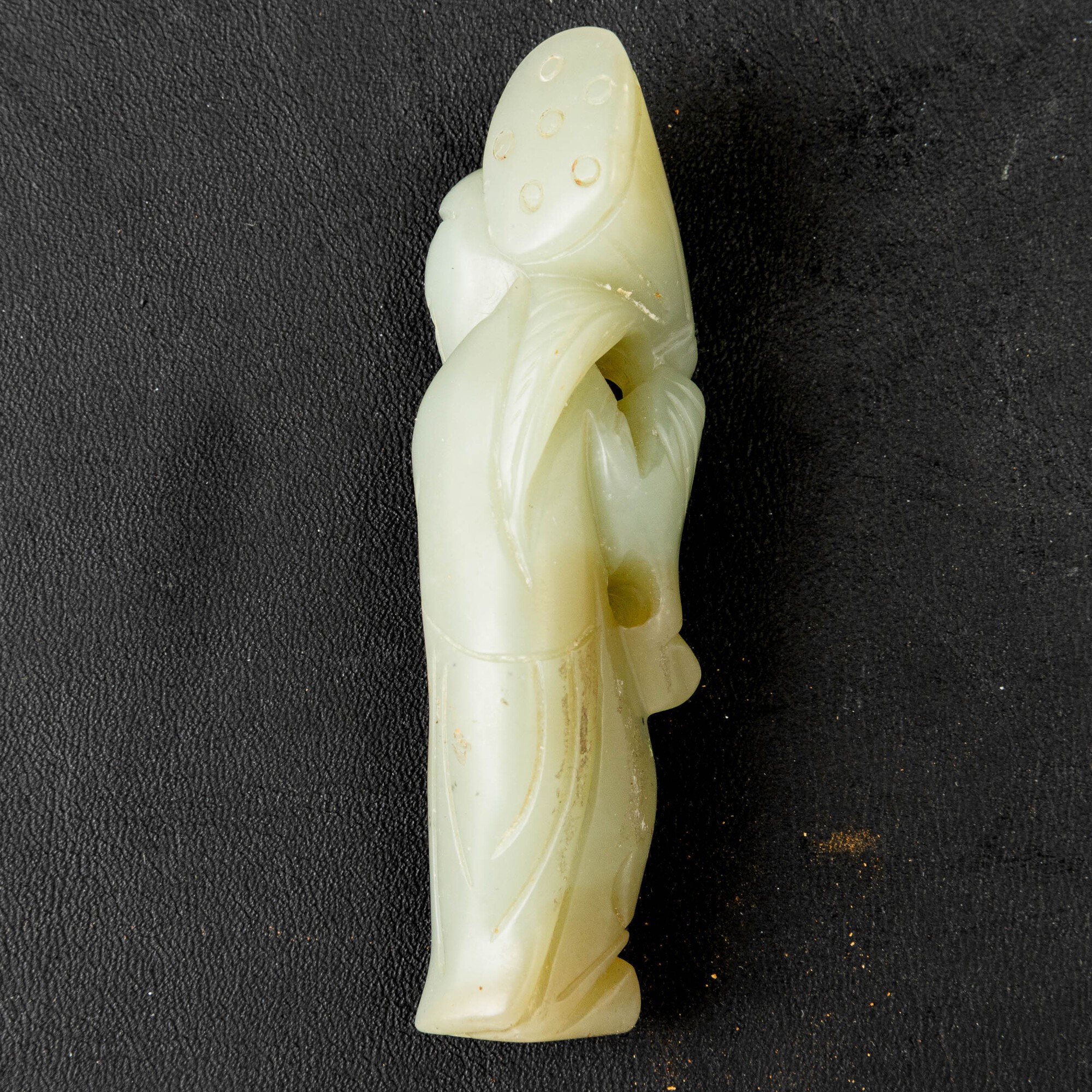Figura di saggio in giada celadon, Cina, Dinastia Qing (XIX secolo)