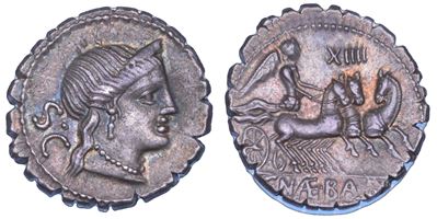 C. Naevius Balbus, Denario serrato con testa di Venere e Vittoria al rovescio