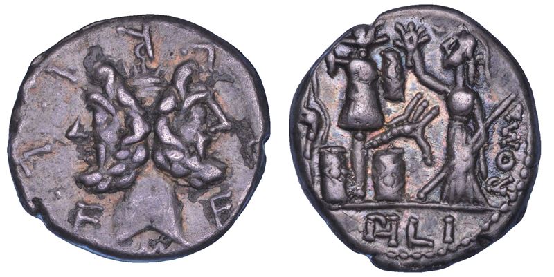 FURIA. M. Furius Philus, 121 a.C. Denario.
