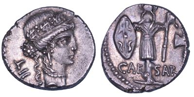 C. GIULIO CESARE, Denario, anni 48-47 a.C., Zecca itinerante