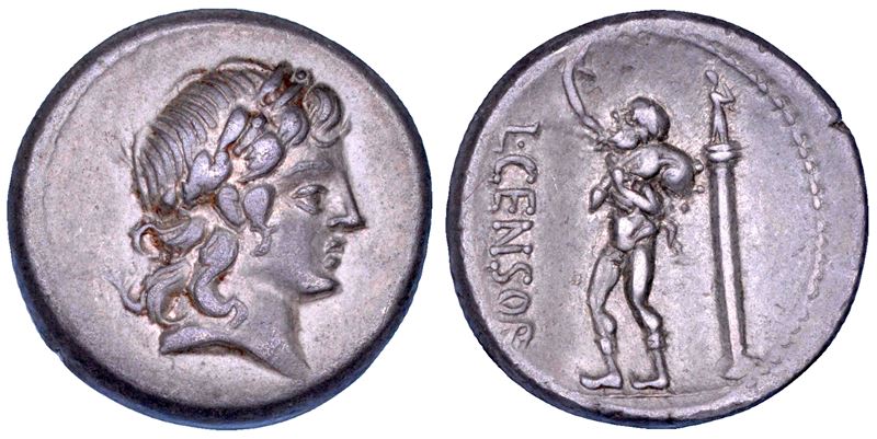 MARCIA. L. MARCIUS CENSORINUS, 82 a.C. Denario.  - Auction Numismatics - Cambi Casa d'Aste