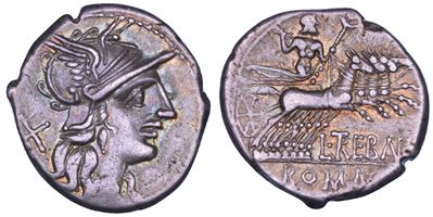 Trebanius, Denario, 135 a.C.