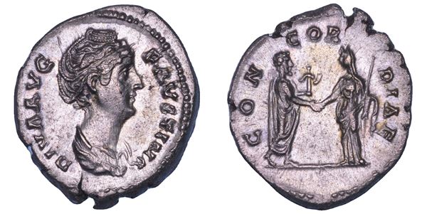 FAUSTINA I (moglie di Antonino Pio), + 140/141. Denario.