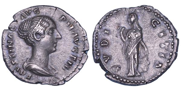 FAUSTINA II (Moglie di Marco Aurelio), 147-176. Denario, 152-153.