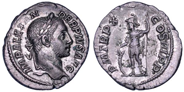 ALESSANDRO SEVERO, 222-235. Denario. Roma.