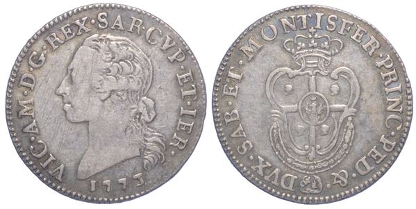 REGNO DI SARDEGNA. VITTORIO AMEDEO III DI SAVOIA, 1773-1796. Quarto di Scudo Sardo.