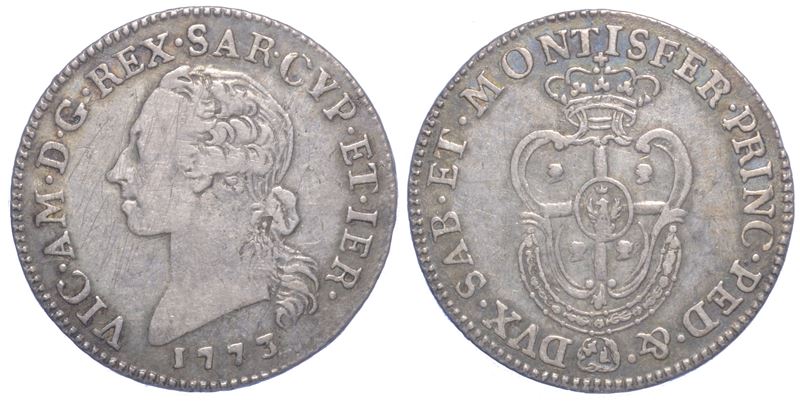 REGNO DI SARDEGNA. VITTORIO AMEDEO III DI SAVOIA, 1773-1796. Quarto di Scudo Sardo.  - Auction Light Numismatics - Cambi Casa d'Aste