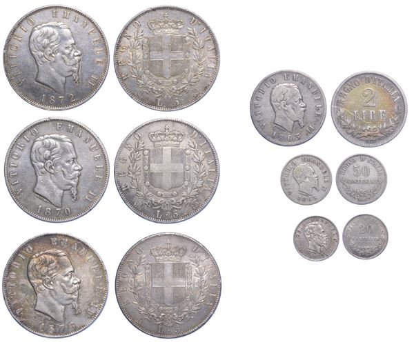 REGNO D'ITALIA. VITTORIO EMANUELE II DI SAVOIA, 1861-1878. Lotto di sei monete.