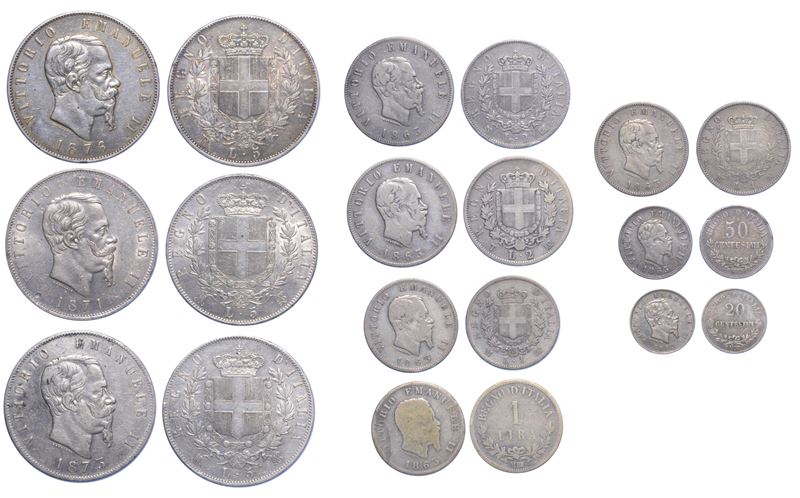 REGNO D'ITALIA. VITTORIO EMANUELE II DI SAVOIA, 1861-1878. Lotto di dieci monete.  - Asta Numismatica Light - Cambi Casa d'Aste