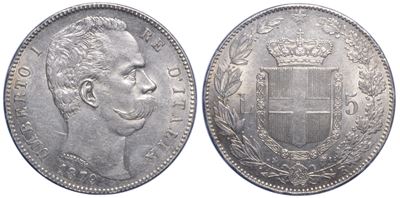 Regno d’Italia, Umberto I di Savoia, 5 Lire 1879 (diametro 37 mm)