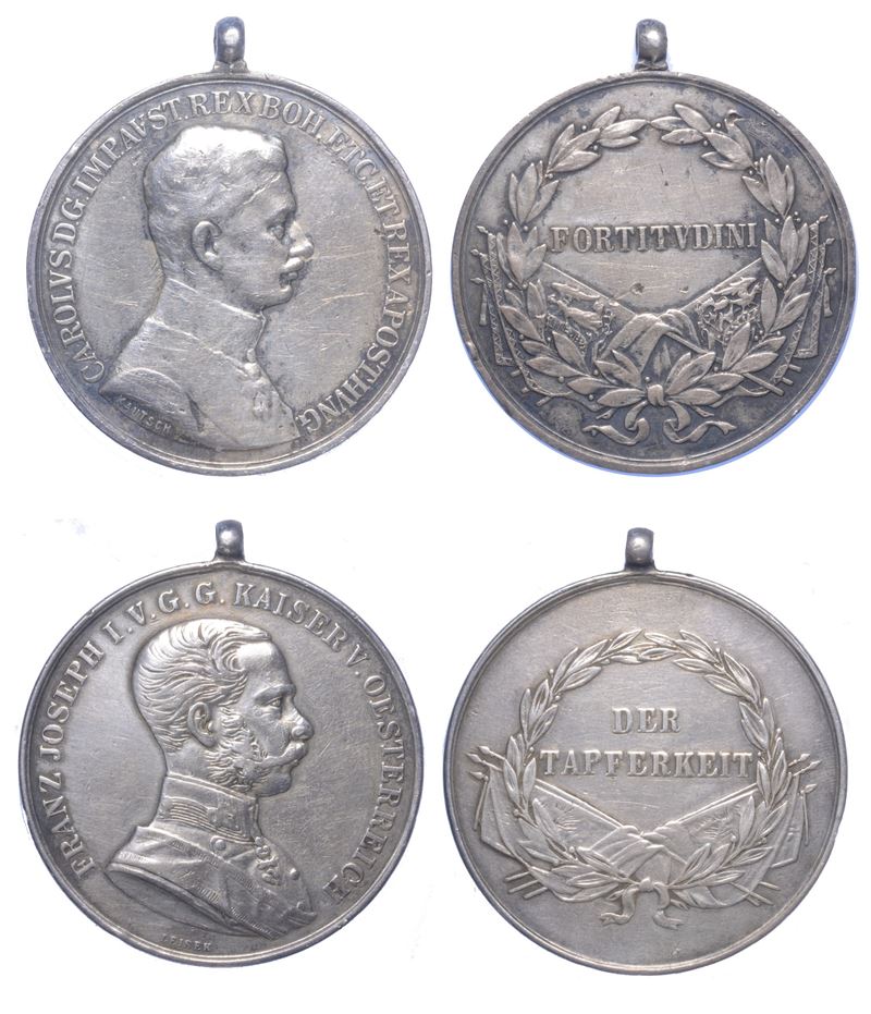 IMPERO AUSTRO-UNGARICO. CARLO I, 1916-1918. Francesco Giuseppe 1848-1866. Lotto di due medaglie al valore.  - Auction Light Numismatics - Cambi Casa d'Aste