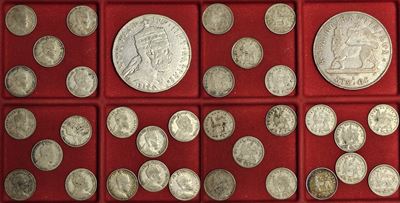 Ethiopia (Halle Selassie I), Lotto di diciassette monete in argento (Birr e frazioni) 1902-1903