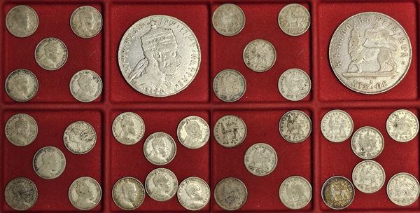 ETIOPIA. HALLE SALASSIE I, 1930-1936 e 1941-1974. Lotto di diciassette monete in argento.