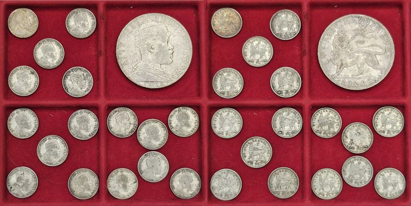 ETIOPIA. HALLE SALASSIE I, 1930-1936 e 1941-1974. Lotto di diciassette monete in argento.  - Asta Numismatica Light - Cambi Casa d'Aste