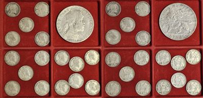 Etiopia, Birr e monete da 12 Gersh in argento (diciassette pezzi)
