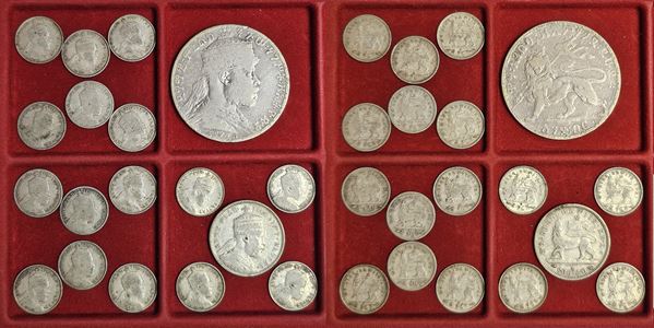 ETIOPIA. HALLE SALASSIE I, 1930-1936 e 1941-1974. Lotto di diciotto monete in argento.