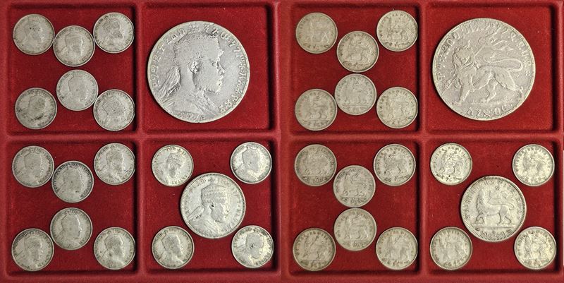 ETIOPIA. HALLE SALASSIE I, 1930-1936 e 1941-1974. Lotto di diciotto monete in argento.  - Asta Numismatica Light - Cambi Casa d'Aste