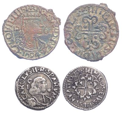 CAGLIARI, Carlo II di Spagna (1665-1700), lotto di due reali in argento