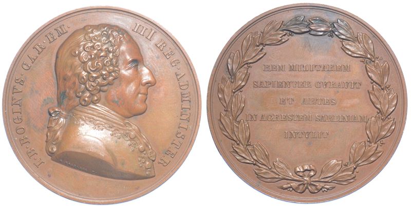 CASA SAVOIA . GIOVANNI BATTISTA BOGINO 1701-1784 (ministro di Carlo Emanuele III). Medaglia 1850 in suo ricordo.  - Asta Numismatica Light - Cambi Casa d'Aste