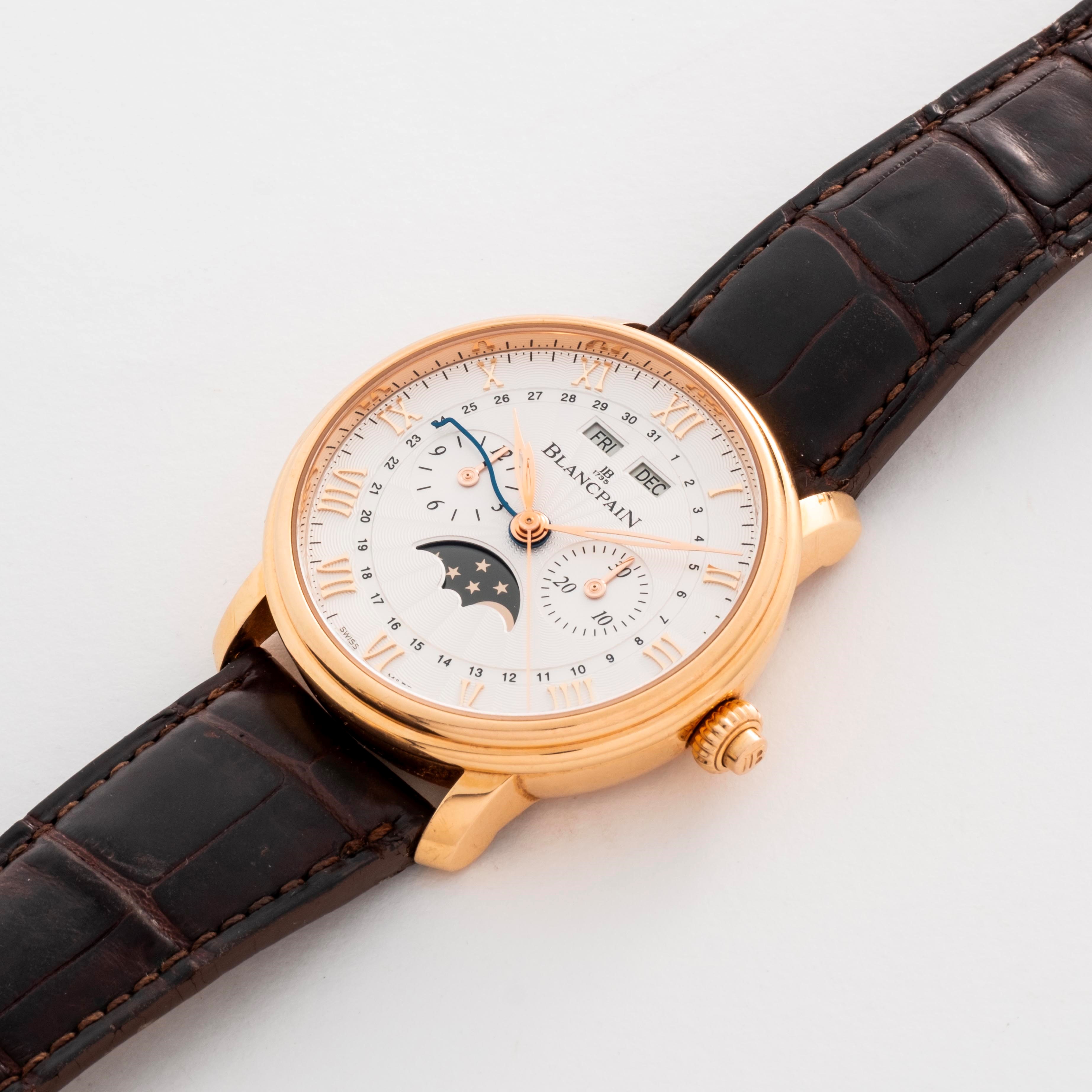 Blancpain - Villeret Chrono monopulsante con quadrante argentè guilloché a raggiera