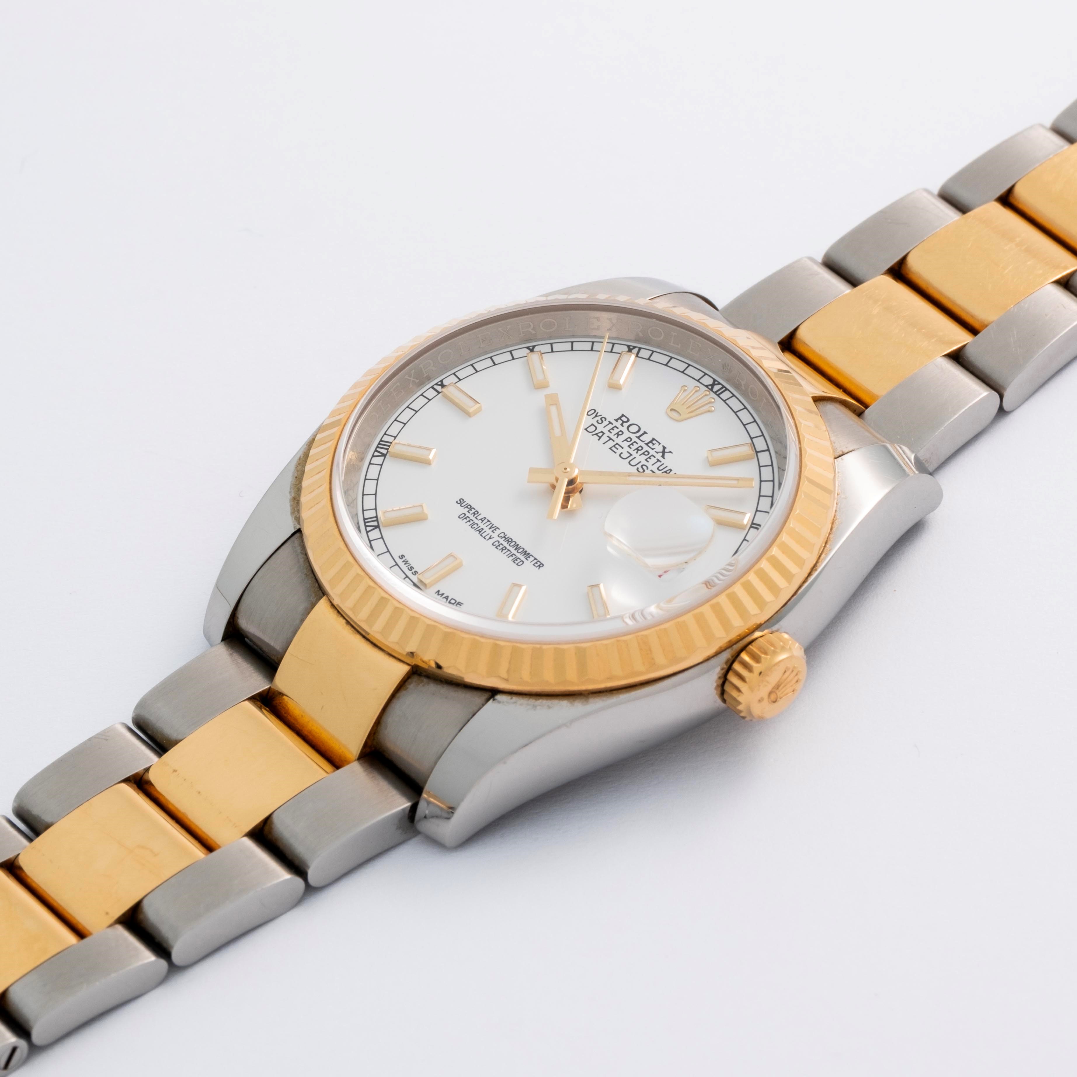 Rolex - Datejust ref. 116233 in acciaio e oro giallo, quadrante bianco, circa 2015