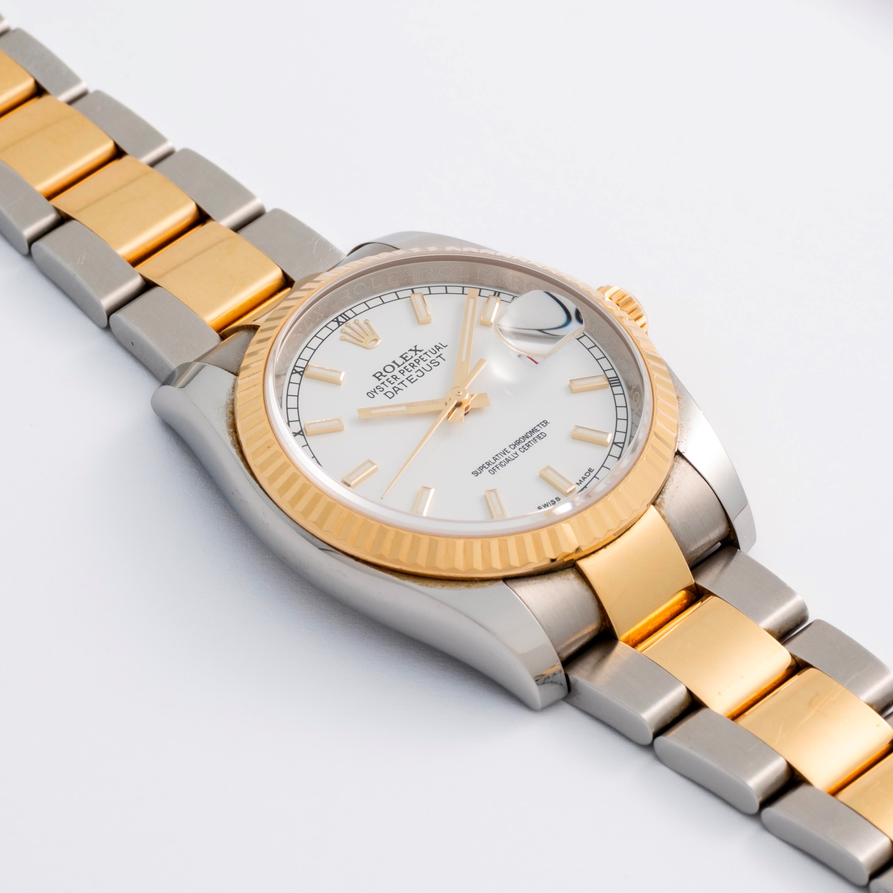 Rolex - Datejust ref. 116233 in acciaio e oro giallo, quadrante bianco, circa 2015
