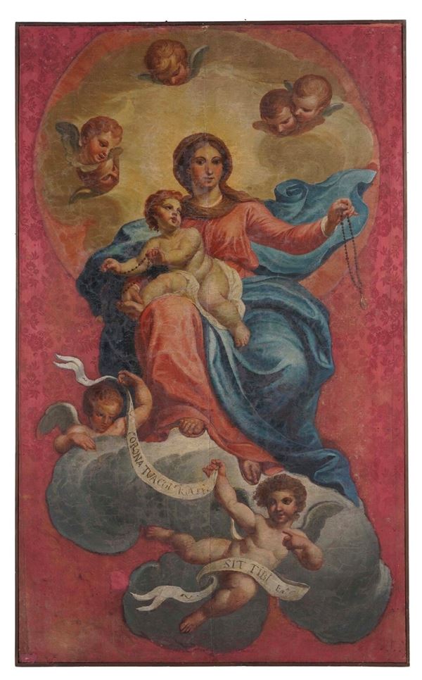 Scuola del XVIII secolo Madonna con Bambino e angeli