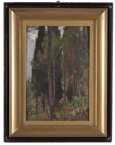 Paesaggio, olio su cartone