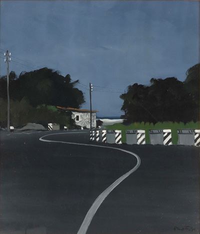 Strada per il mare, olio su tela
