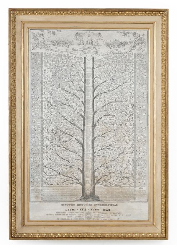 Stampa con albero genealogico di papa Leone XIII