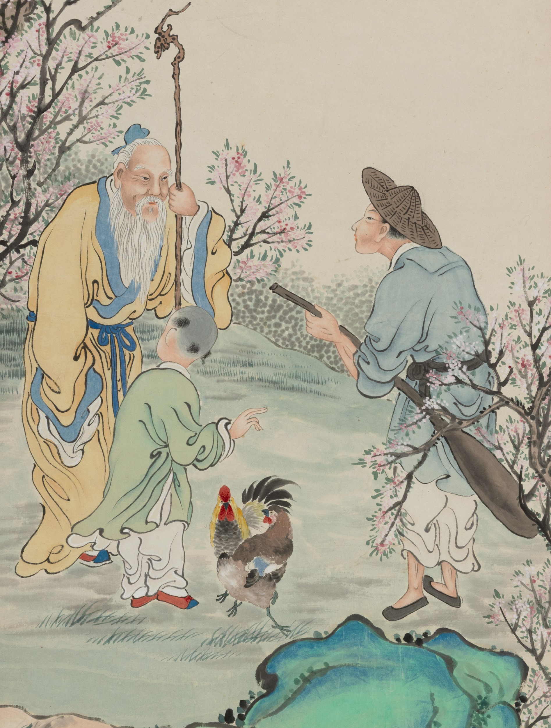 Cina (Repubblica), Scroll con saggio e discepoli, pittura su carta