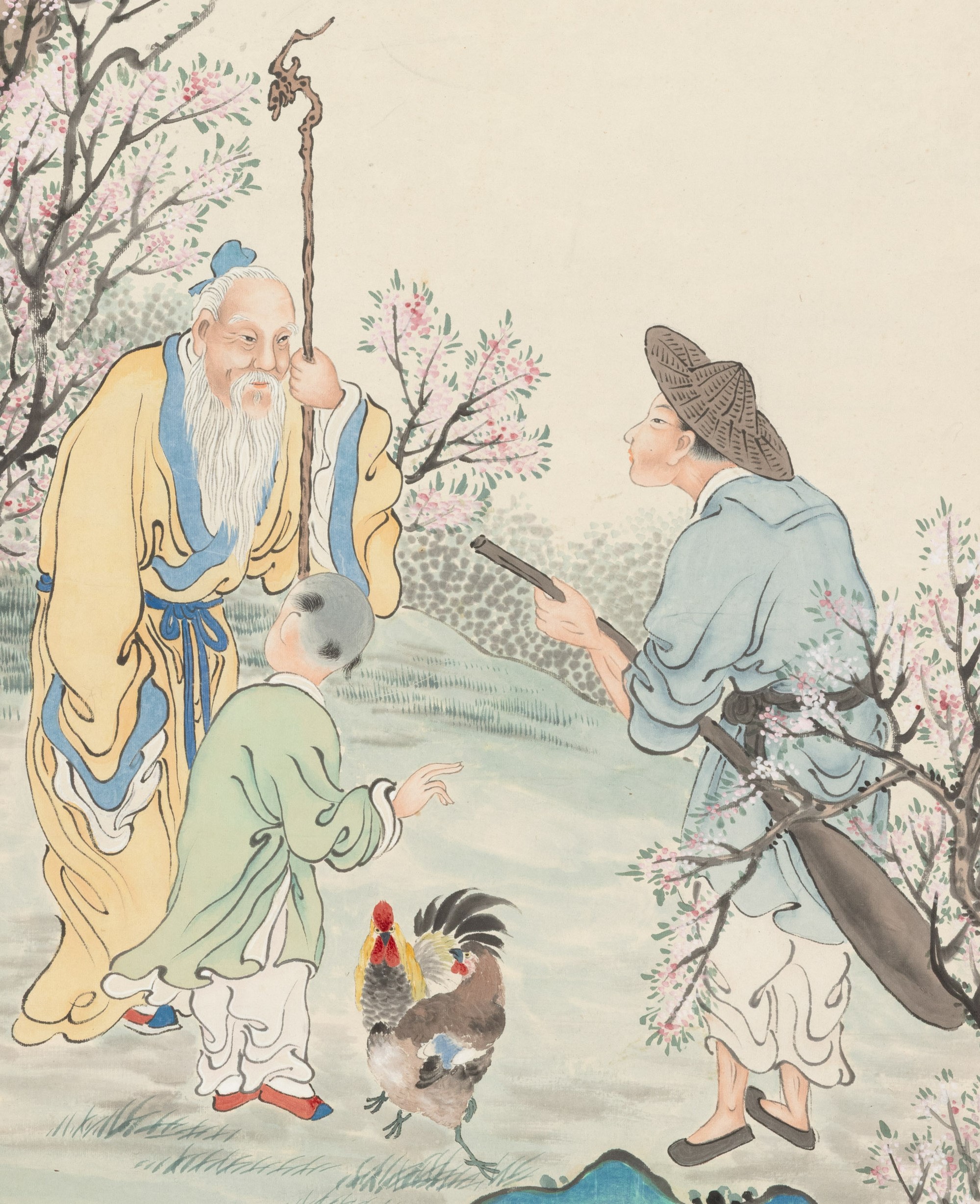 Cina (Repubblica), Scroll con saggio e discepoli, pittura su carta